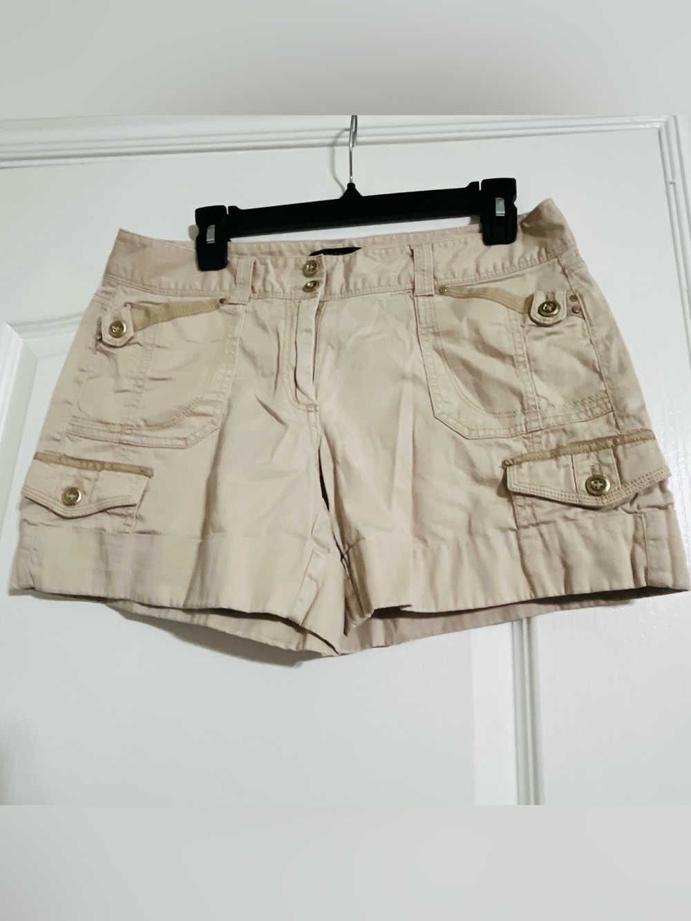 White House Black Market Sandstone Cargo Shorts with Buttoned Pockets
